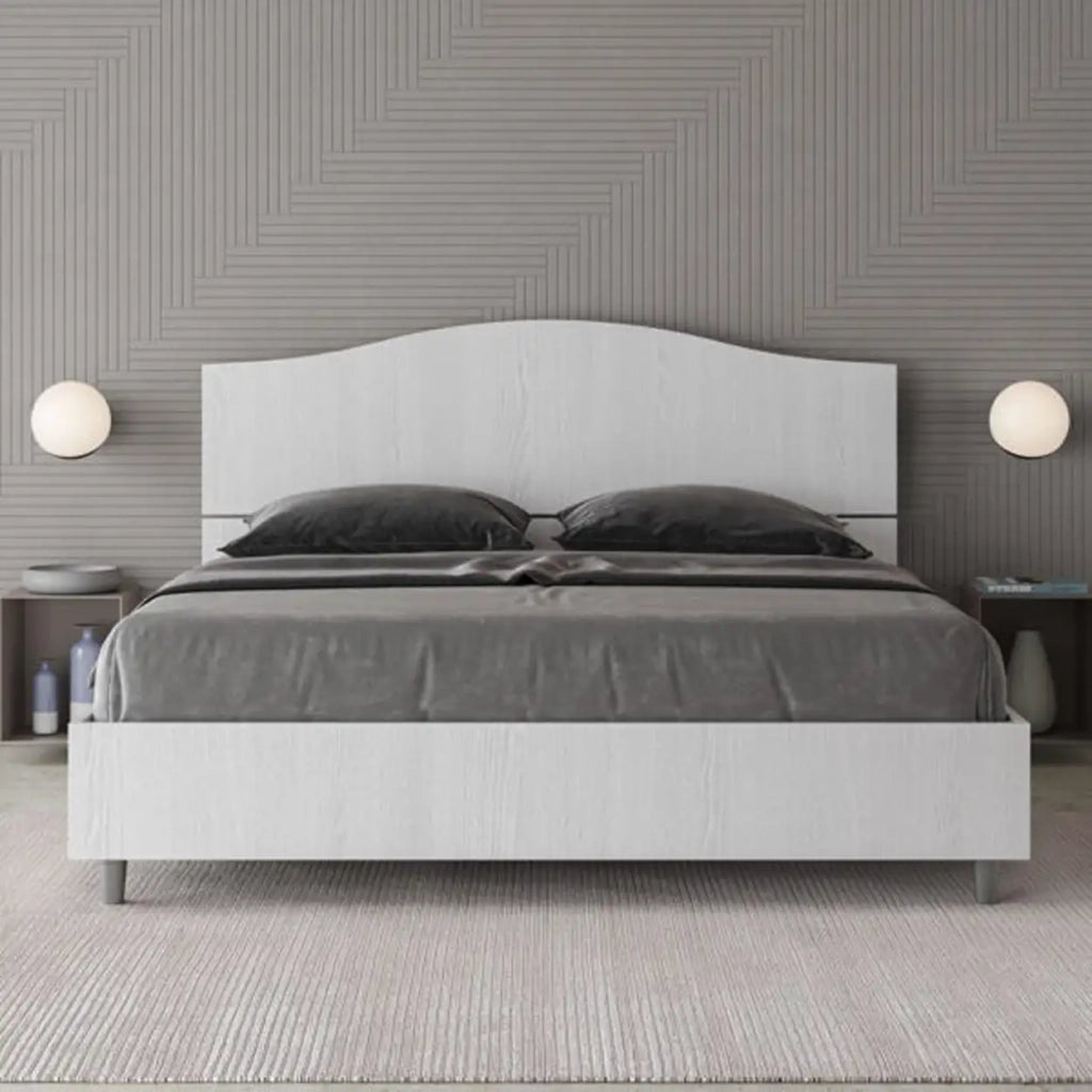 Letto matrimoniale con rete 160x200 bianco frassino Dores