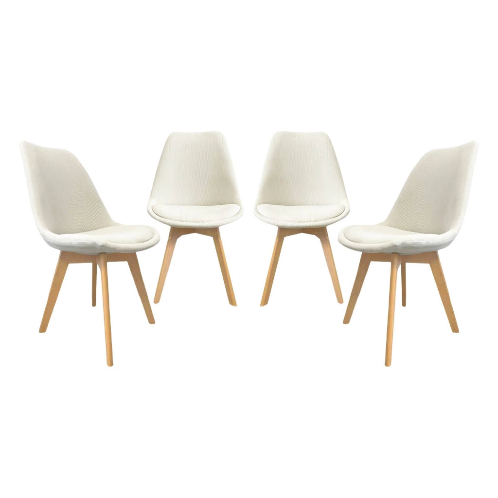 Set di 4 sedie scandinave in legno di faggio e velluto a coste ,
