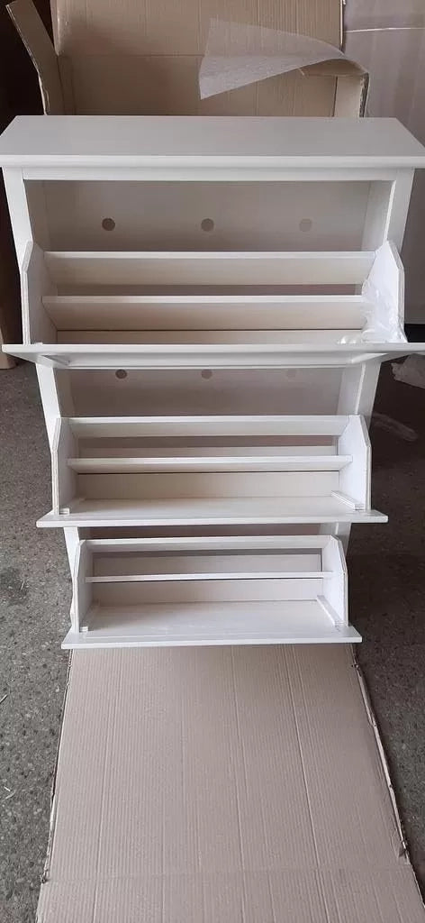 scarpiera 3 ante ribalta arte povera legno bianco 79x30x130 (1280) - Mobili 2G