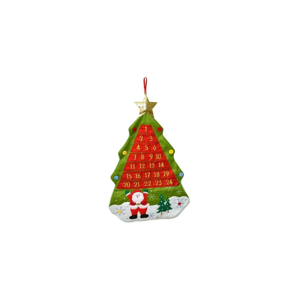 Trade Shop - Calendario Avvento Albero Di Natale Feltro Numeri Tasche Decorazioni Natalizie -