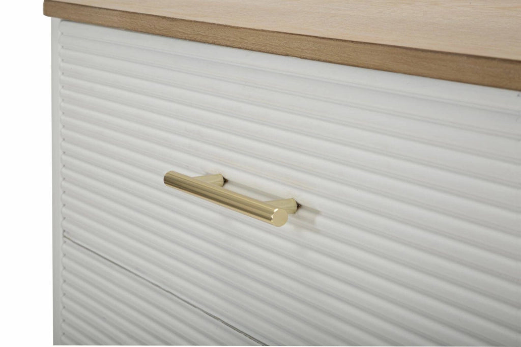 Cassettiera Phaidone, Settimino multiuso, Comò camera da letto, Mobile con cassetti, 78x37 h80 cm, Bianco e Marrone