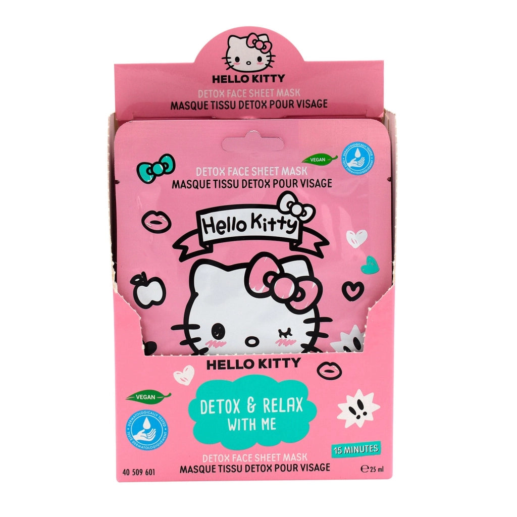 Set 12 Maschere Viso per Bambini Hello Kitty 25 ml Detox & Relaxe With Me