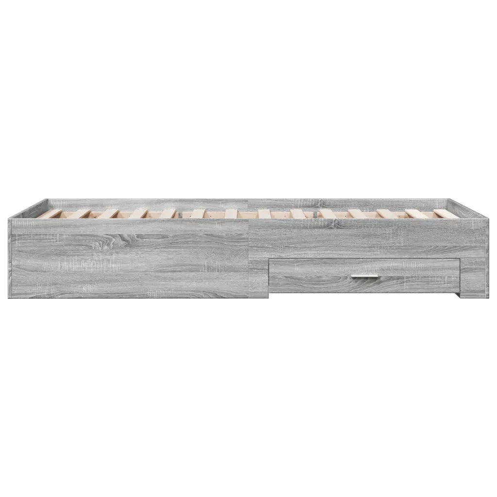 Letto singolo | Letto per adulti | Giroletto Cassetti Grigio Sonoma 90x200 cm Legno Multistrato