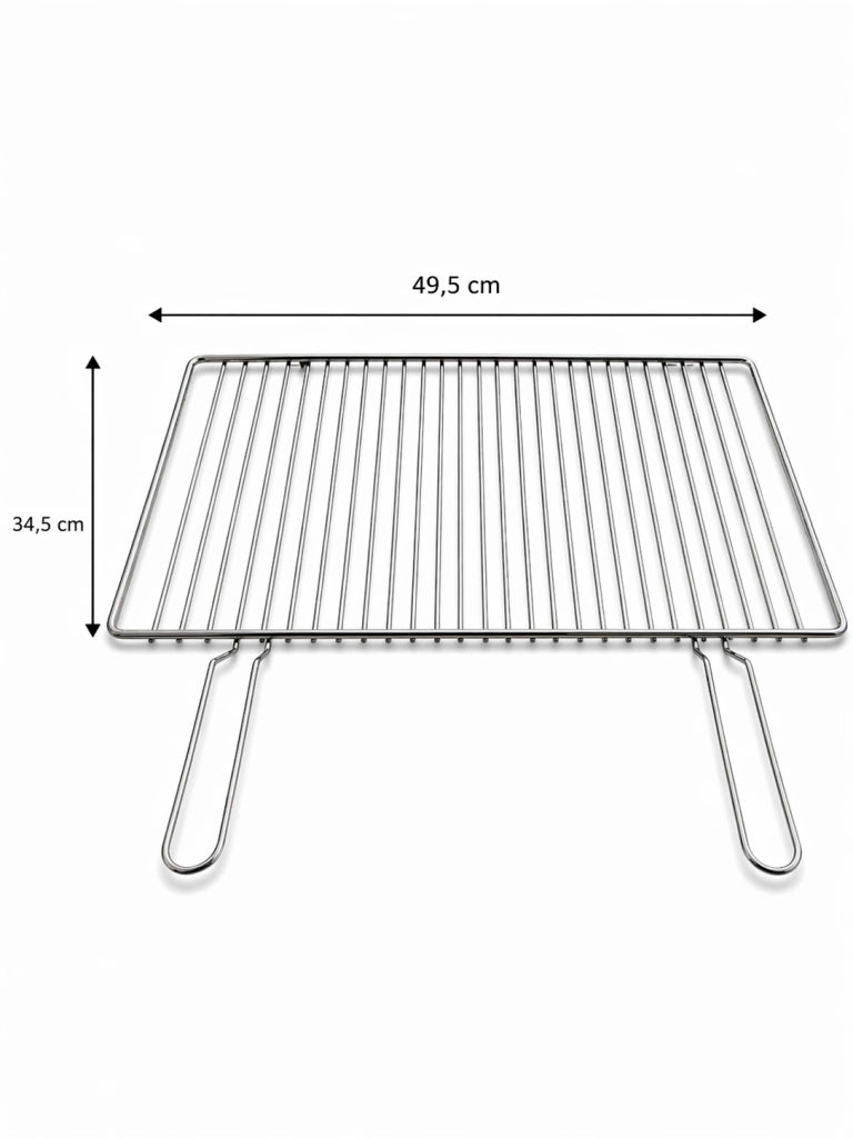 Griglia per Barbecue in Acciaio Cromato, Regolabile su più Altezze, Scorrevole per camino per Carne e Pesce 49,5x34,5 cm