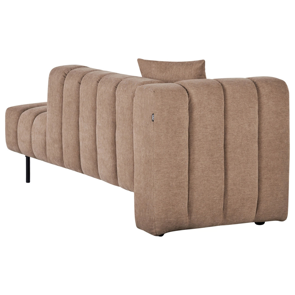 Chaise Lounge con Rivestimento in tessuto marrone Gambe nere Cuscino aggiuntivo lato sinistro Design moderno e glam