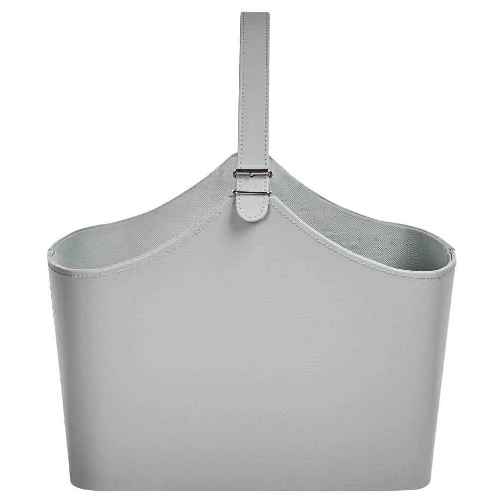 Cestino portaoggetti in ecopelle grigio fatto a mano con maniglie Portariviste tradizionale Design Rustico