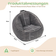 Pouf per bambini ergonomico in velluto a coste grigio; 40 x 31 x 20 cm