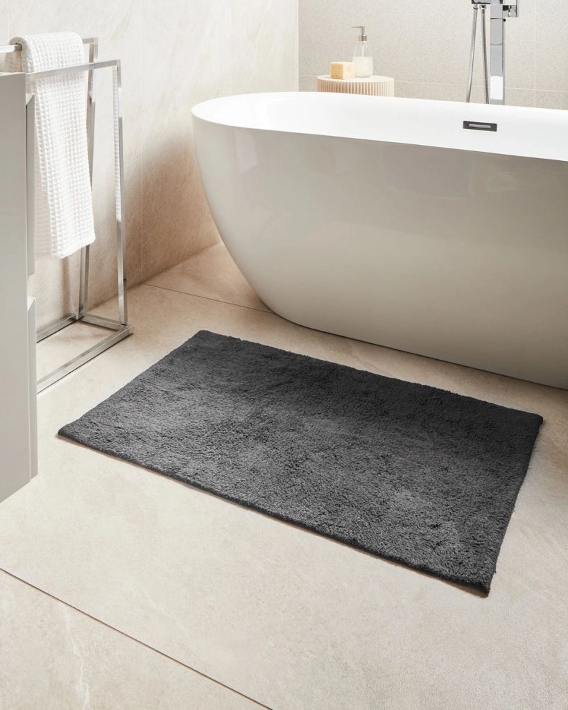 Tappeto da bagno in cotone rettangolare bianco sporco 60 x 90 Accessori da bagno Design moderno
