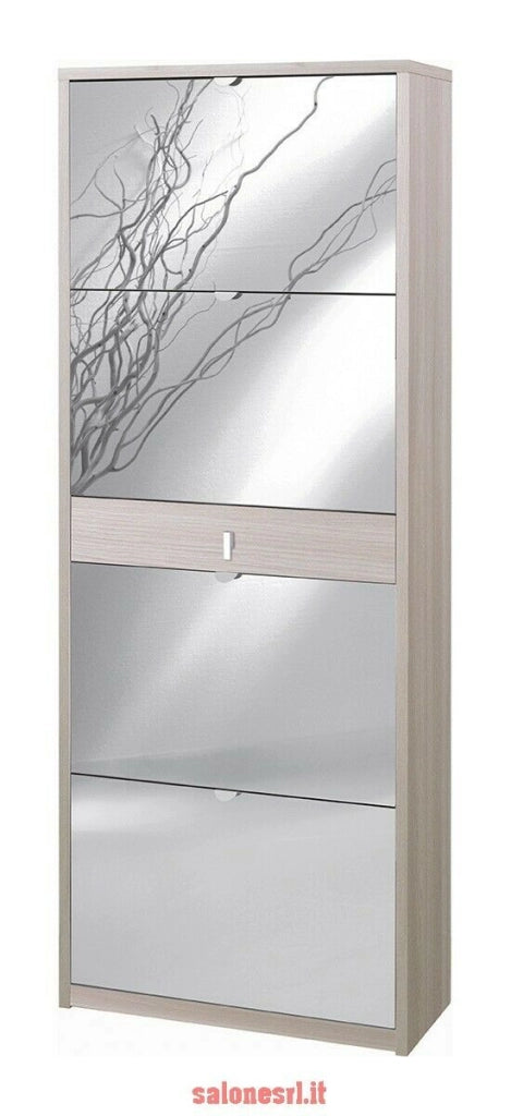 KIT SCARPIERA SPECCHIO ANTE A RIBALTA H164 L63 P29 Cm FINITURA OLMO CHIARO SARMOG Sk569spk