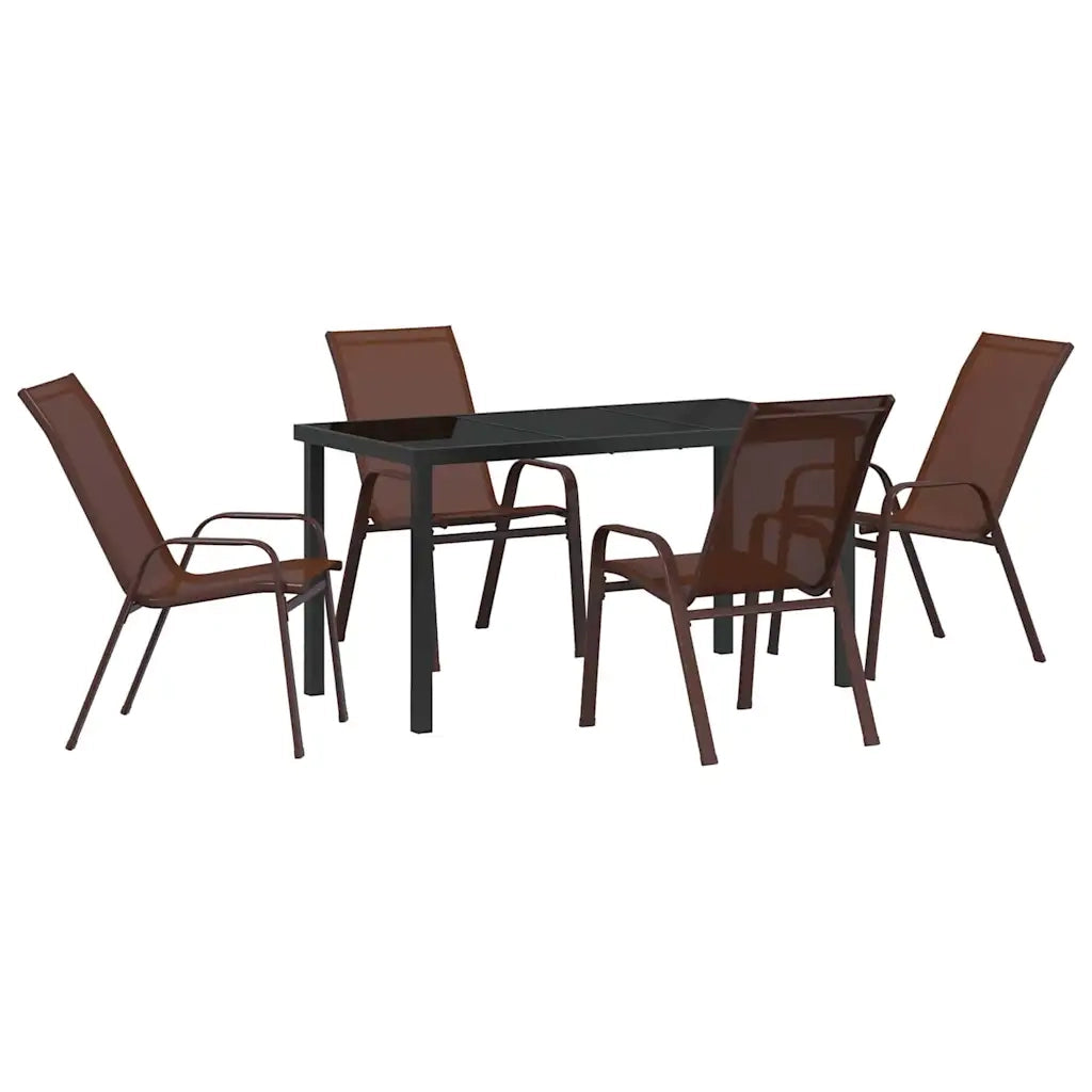 Set da Pranzo per Giardino 5 pcs Marrone e Nero 3379130