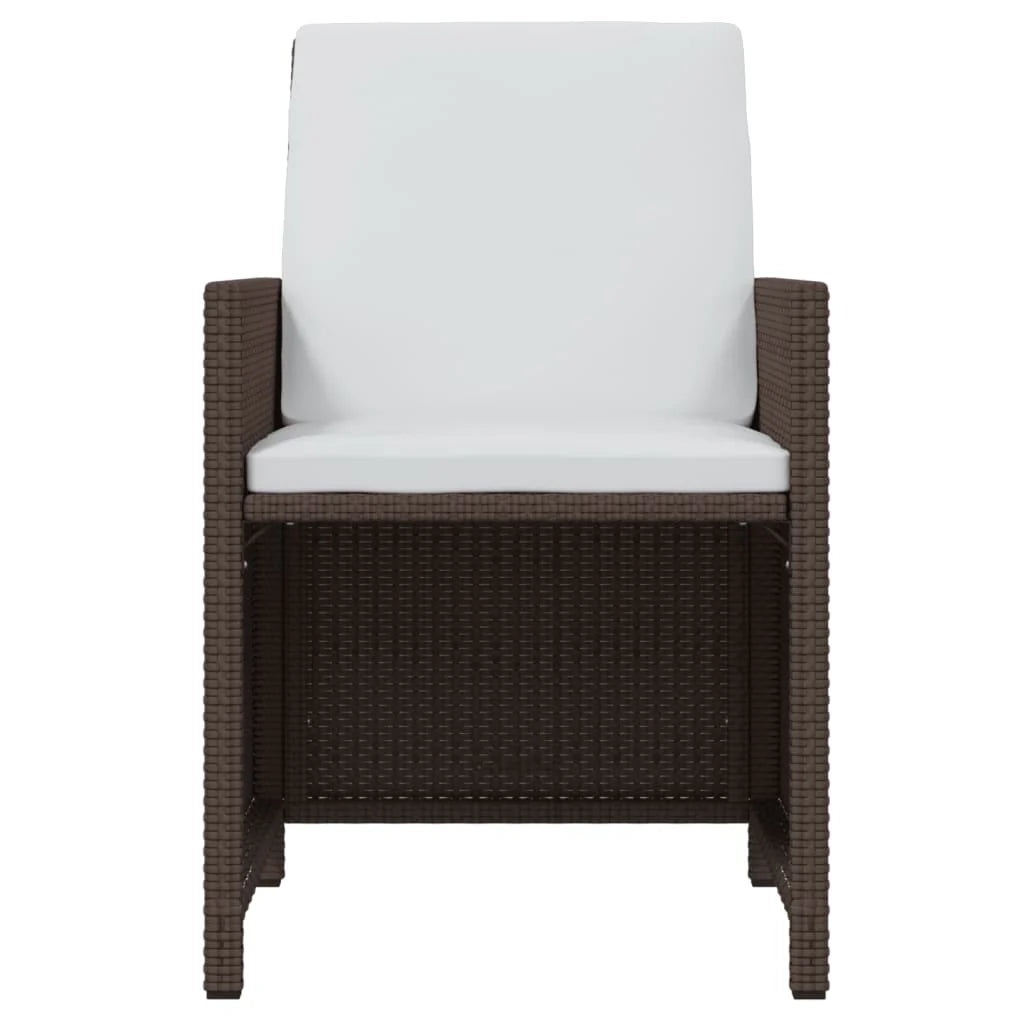 Set da pranzo per esterni composto da 11 pezzi con cuscini in resina intrecciata marrone 02_0014418