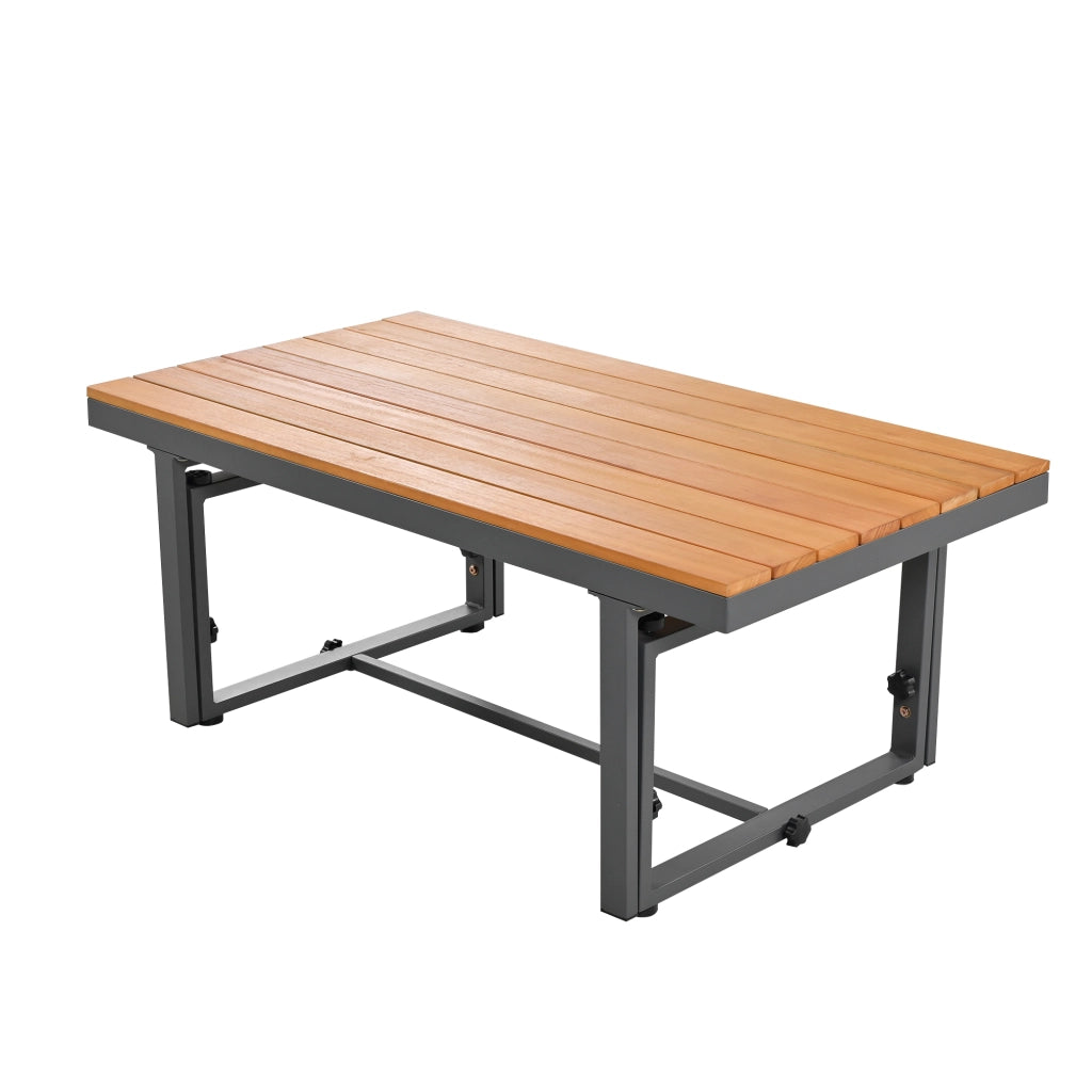 Set Divano da Giardino 3 Pezzi con Tavolo ¨C MINIMAL ¨C Polyrattan Grigio, Legno Acacia, Cuscini Inclusi