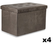 Valora POUF PIEGHEVOLE XL in velluto marrone con contenitore x4
