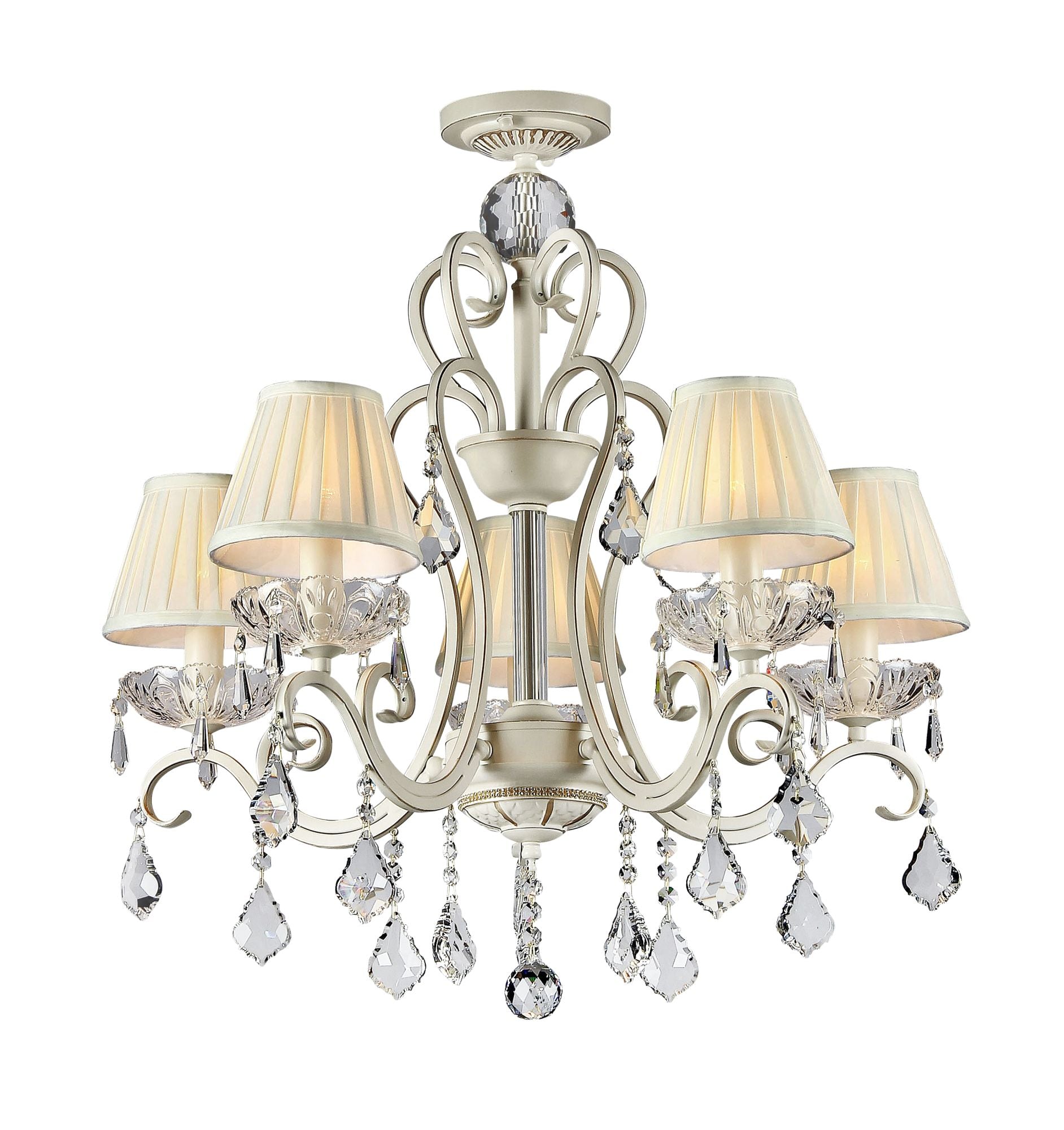 Lampadario Elegant in Metallo Triumph Crema con Oro