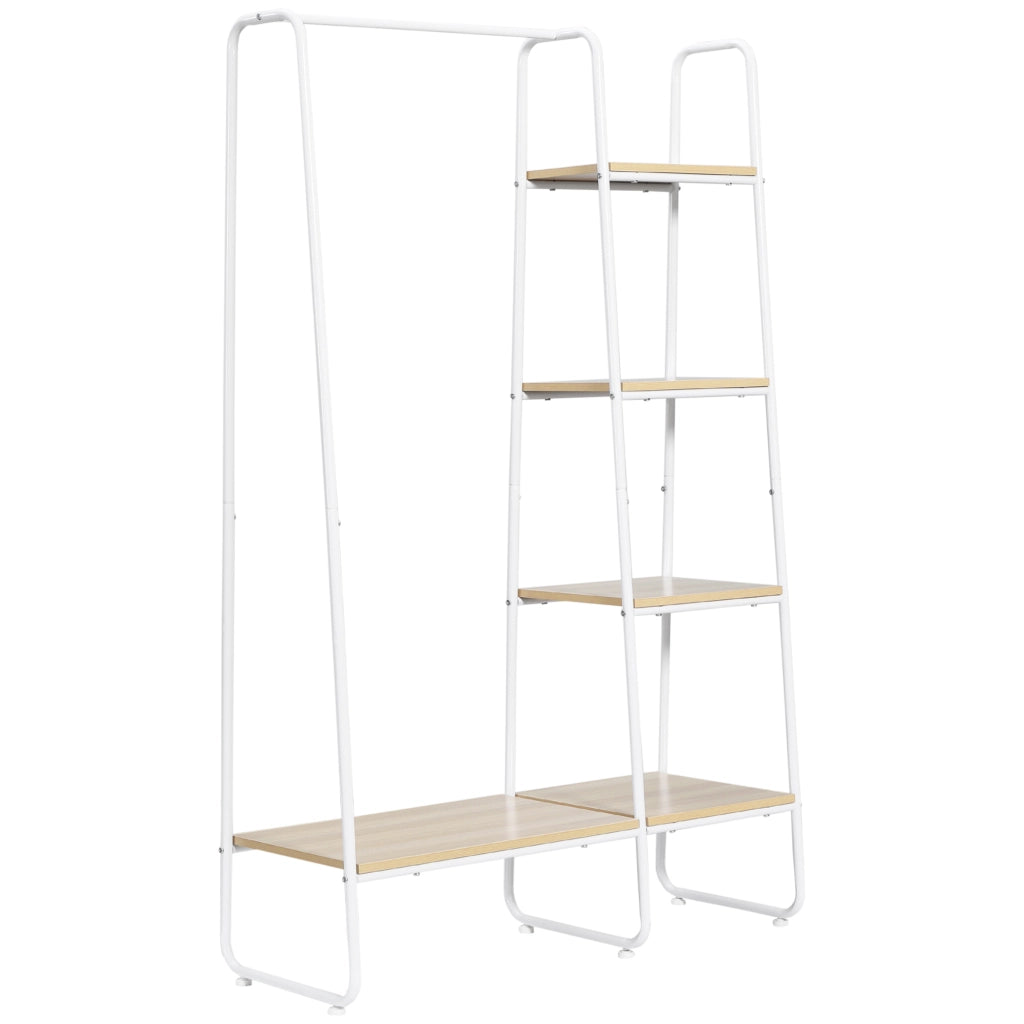 Appendiabiti in Legno ¨C Xylo ¨C 5 Ripiani con Barra, Naturale, 101x39x160 cm