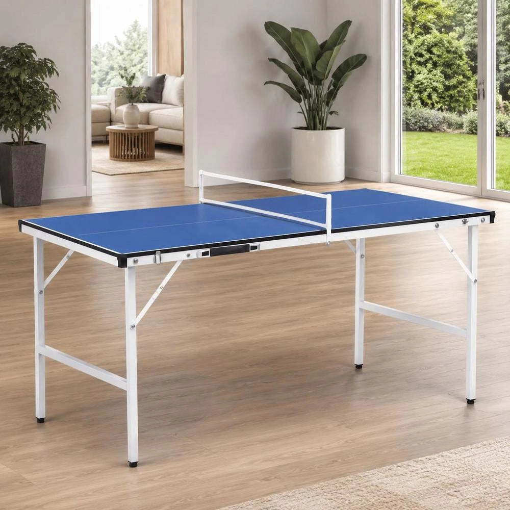 5-foot Ping-pong Table With Net, 152 X 76 X 66 Cm, Blue