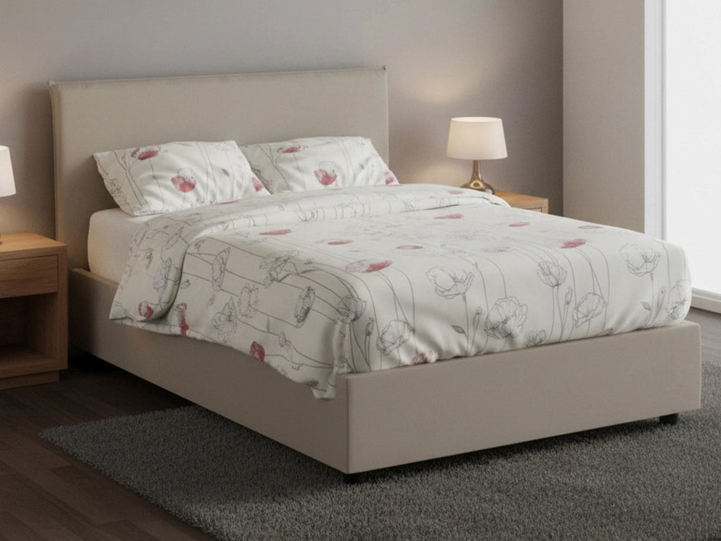 April, Letto Piazza e Mezza Contenitore Made in Italy, Grigio Tortora