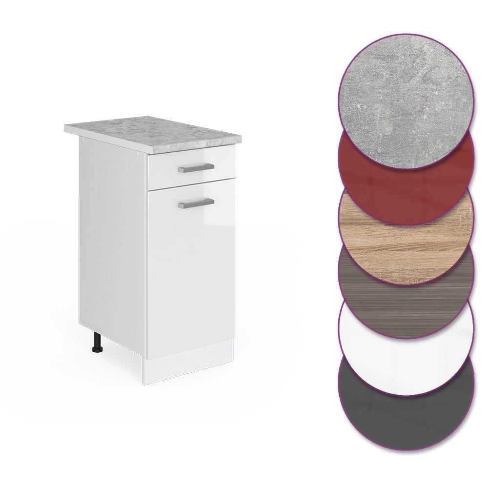 Vicco Mobiletto base per cucina Bianco lucido 40 cm , PL Marmo