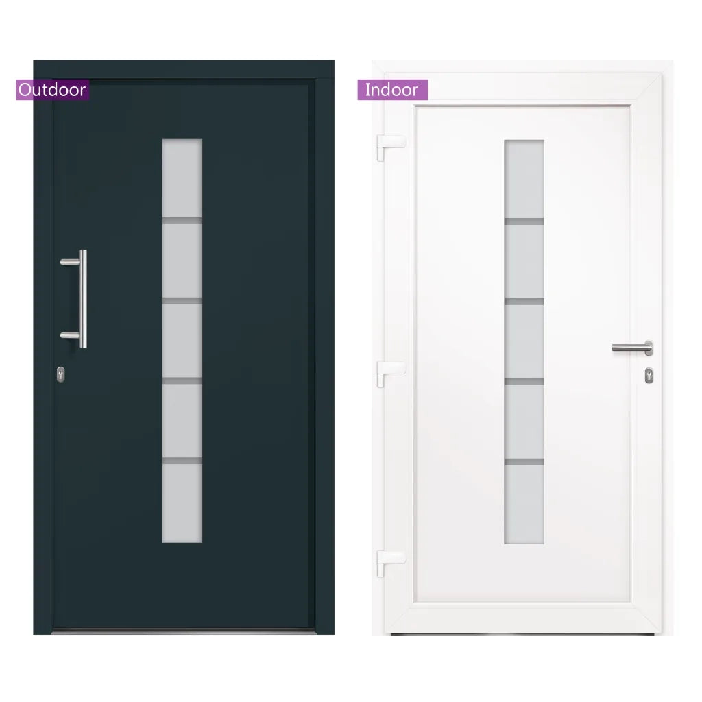 Porta d'Ingresso in Alluminio e PVC Antracite 110x210 cm 3056817