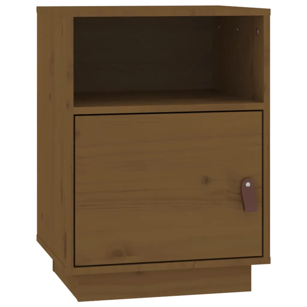 Comodino-Tavolino da notte Marrone Ambrato 40x34x55 cm in Legno Massello di Pino
