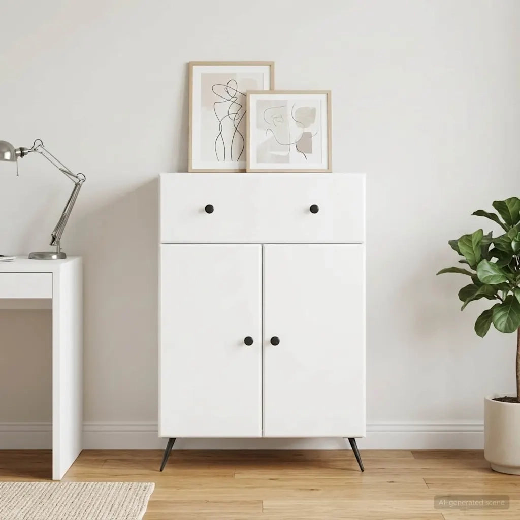 Credenza Bianco Lucido 66 x 34,5 x 90 cm Legno ingegnerizzato 895559