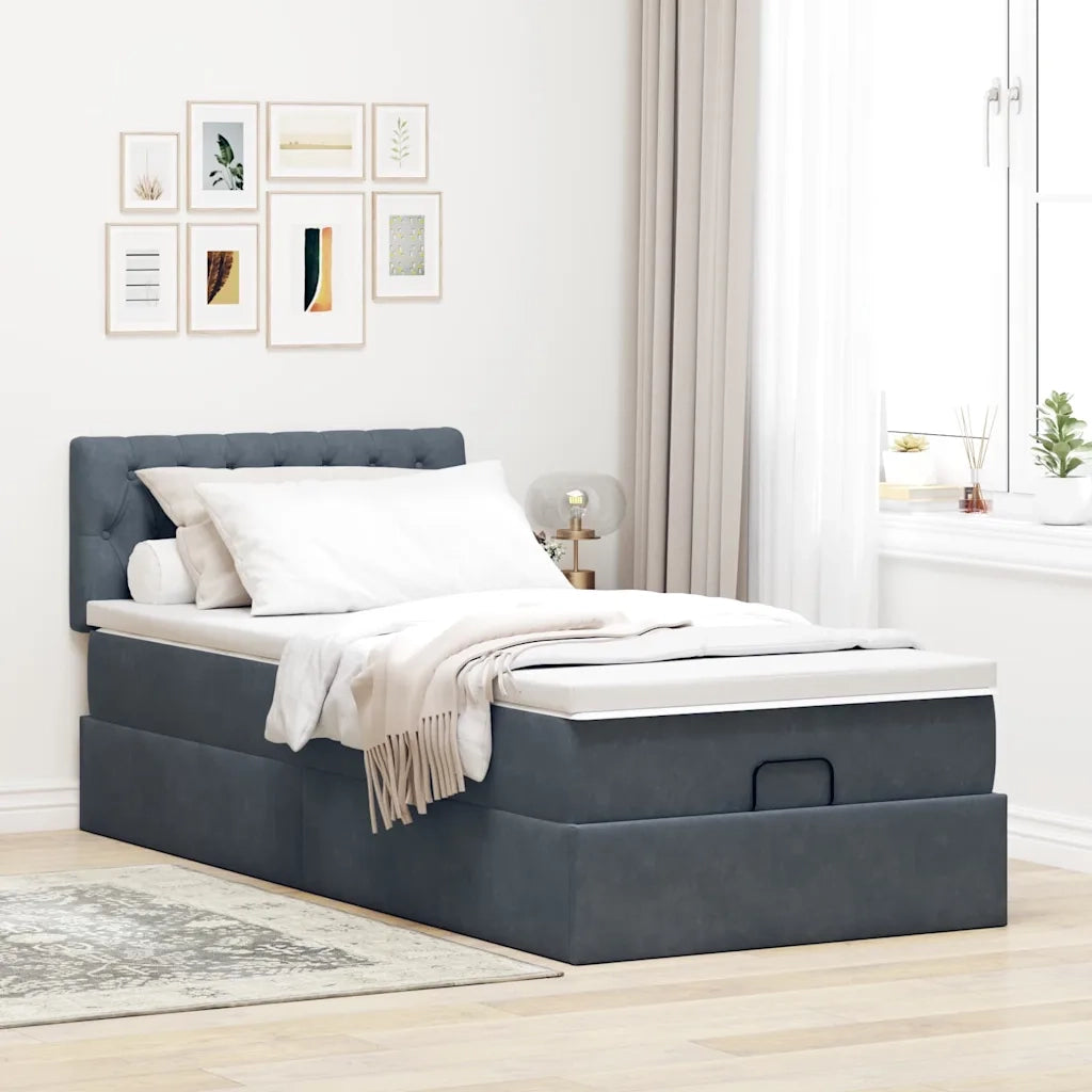 Struttura Letto Pouf con Materasso 90x200 cm in Velluto 3311820