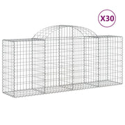 Cestini gabbioni recinzione a gabbia muro di contenimento ad arco 30 pezzi 200 x 50 x 80/100 cm ferro zincato argento 02_0040837