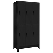 Armadietto moderno 90 x 45 x 180 cm con ampi scomparti chiudibili a chiave in acciaio nero 02_0047011