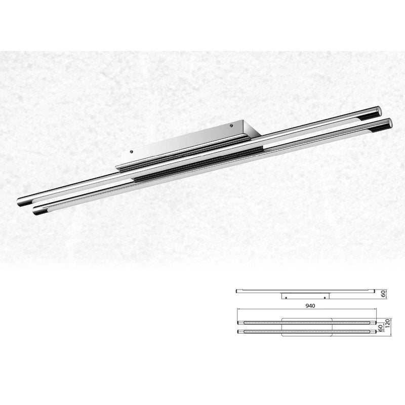 Plafoniera Led Da Soffitto Moderna Designer Sleek Doppio Tubo Lunghezza 940mm 36W 4000K SKU-3893