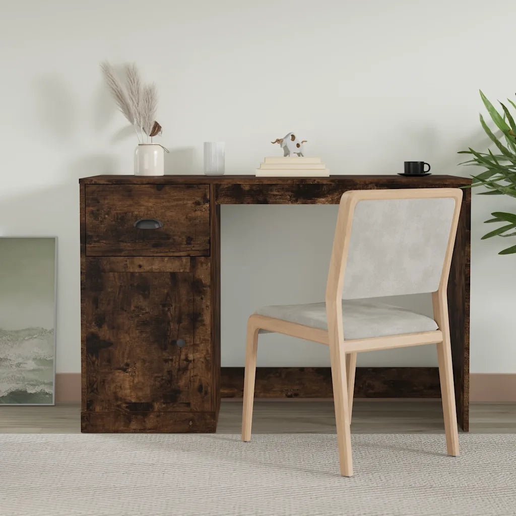 Scrivania | Tavolo da Ufficio Cassetto Rovere Fumo 115x50x75 cm Legno Multistrato