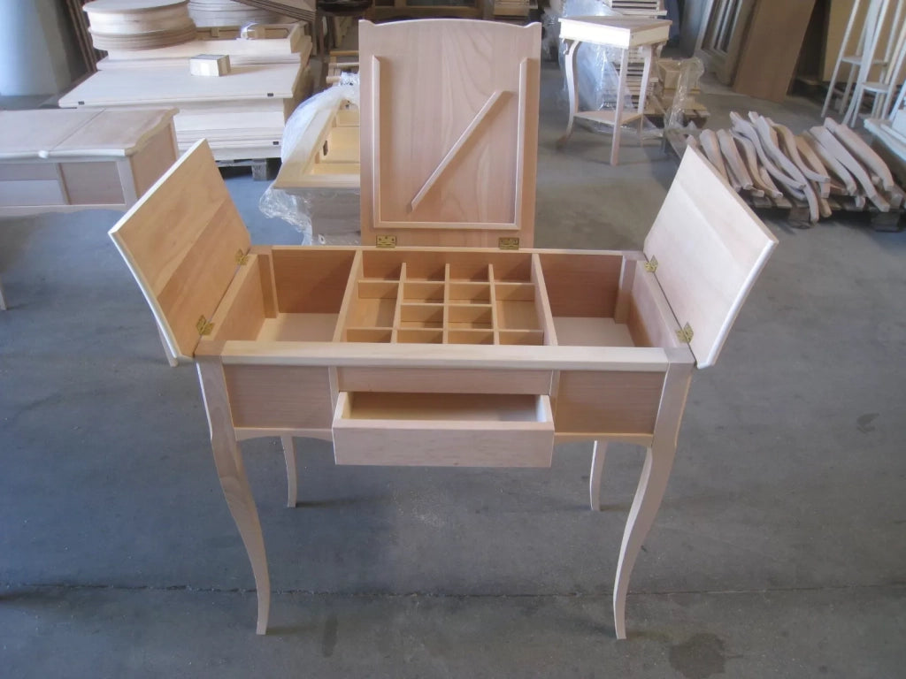 Consolle toilette da trucco legno grezzo 89x49x78 - Mobili 2G