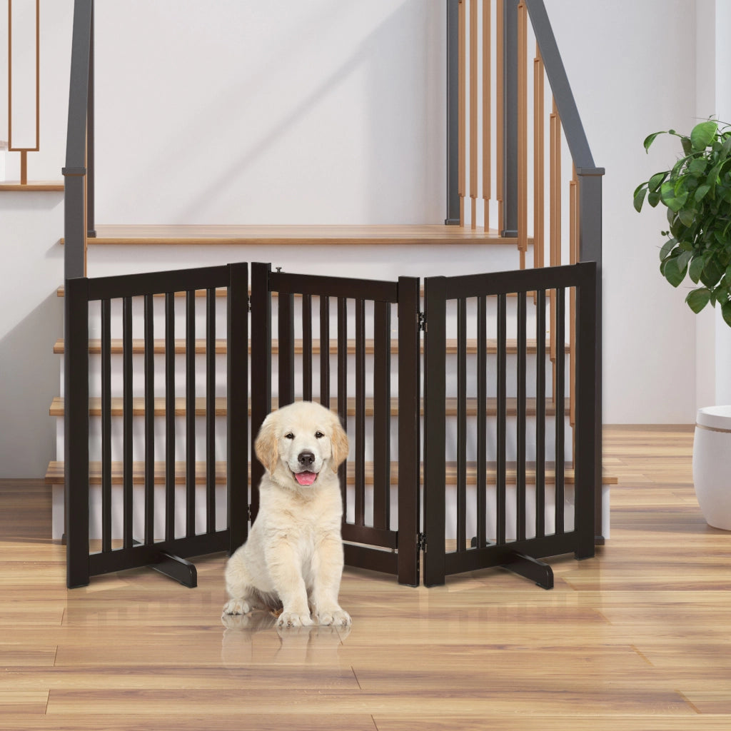 Cancello per Cani Regolabile ¨C Zephmum ¨C Legno Scuro 155x76 cm