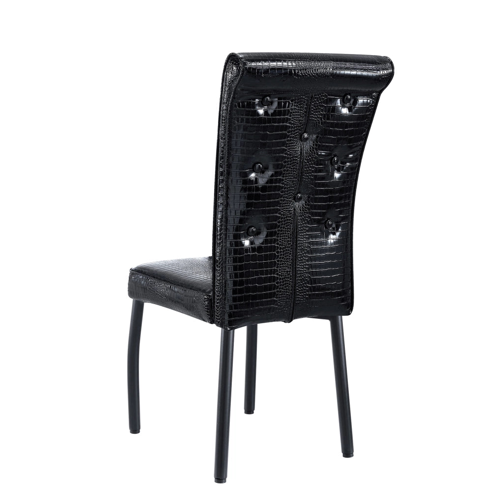 Sedia da Pranzo con Dettagli Cristallo, PVC, Metallo, Nero