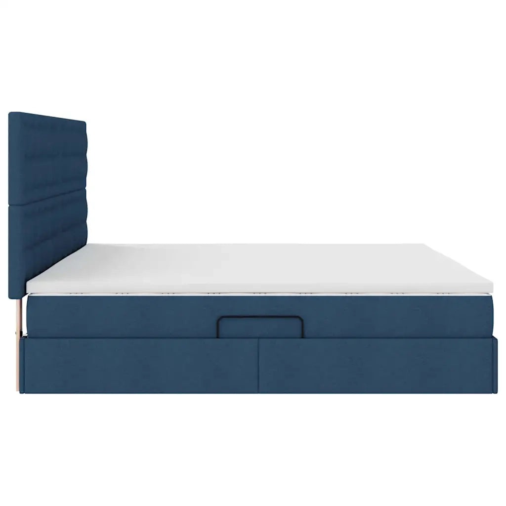 Letto con contenitore e materasso Blu 200 x 200 cm Poliestere 3371933
