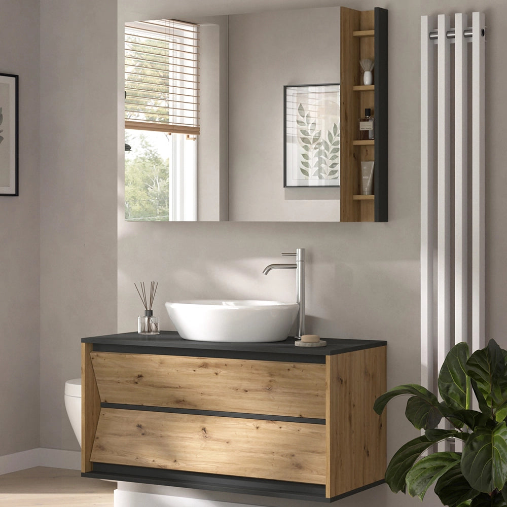 Vicco Set di mobili da bagno Antracite/Artisan 2 parti