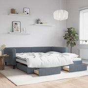 Divano Letto Estraibile Cassetti-Sofa Letto-Daybed Grigio Scuro 100x200cm Velluto 774282