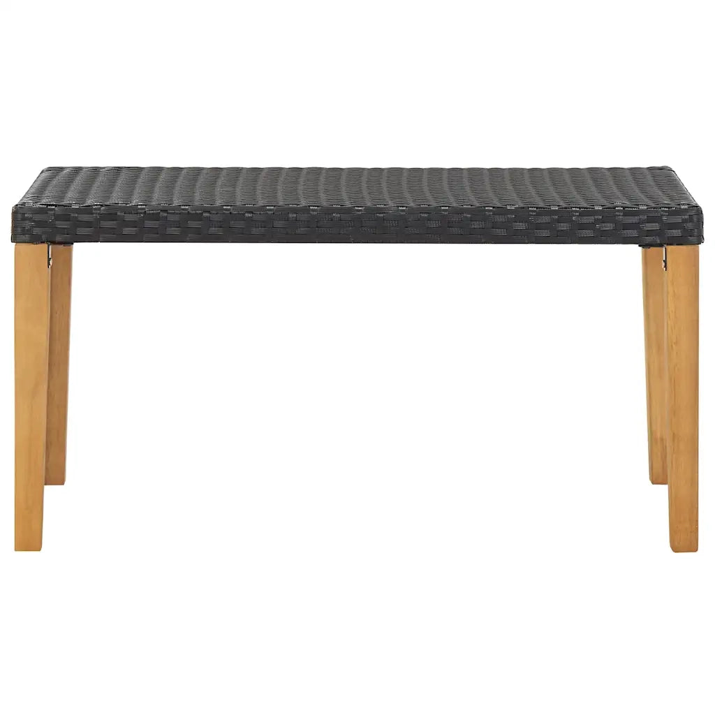 Panchina da Giardino | Panca da Giardino 120 cm Nero Polyrattan e Massello d'Acacia