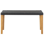 Panchina da Giardino | Panca da Giardino 120 cm Nero Polyrattan e Massello d'Acacia