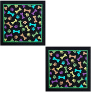 Coppia Tappetini SottoCiotola Gomma Sostenibile Antiscivolo 30x30 cm Cane Gatto Dis.F
