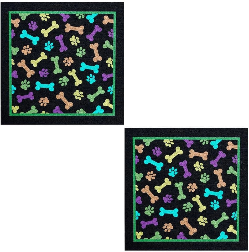Coppia Tappetini SottoCiotola Gomma Sostenibile Antiscivolo 30x30 cm Cane Gatto Dis.F