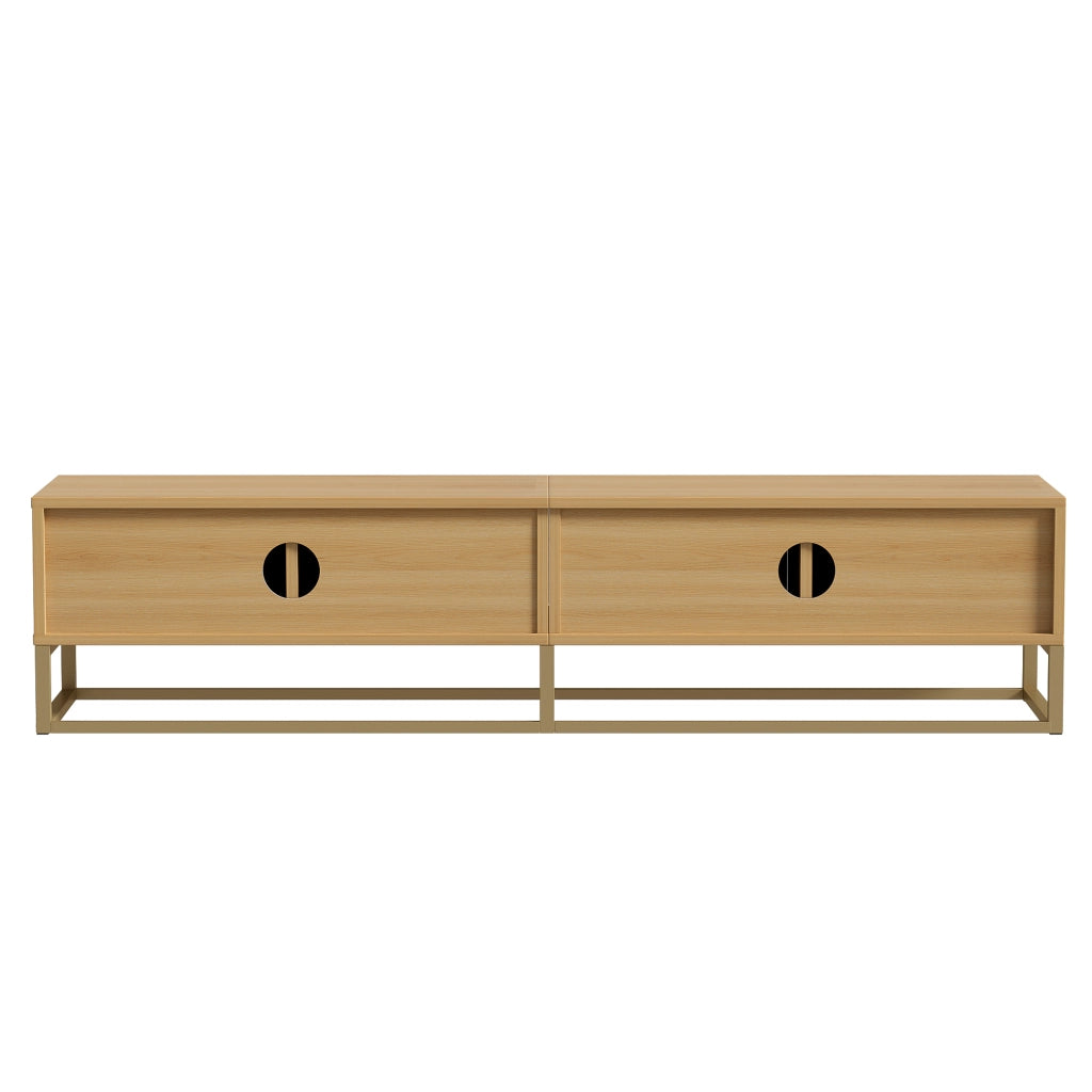 Mobile TV 180x40x40 cm; 4 ante con chiusura soft-close; MDF e pannello truciolare; colore naturale