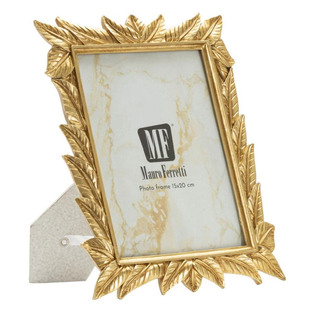 Cornice portafoto Laurel oro con decoro a foglie di alloro 15x20 cm