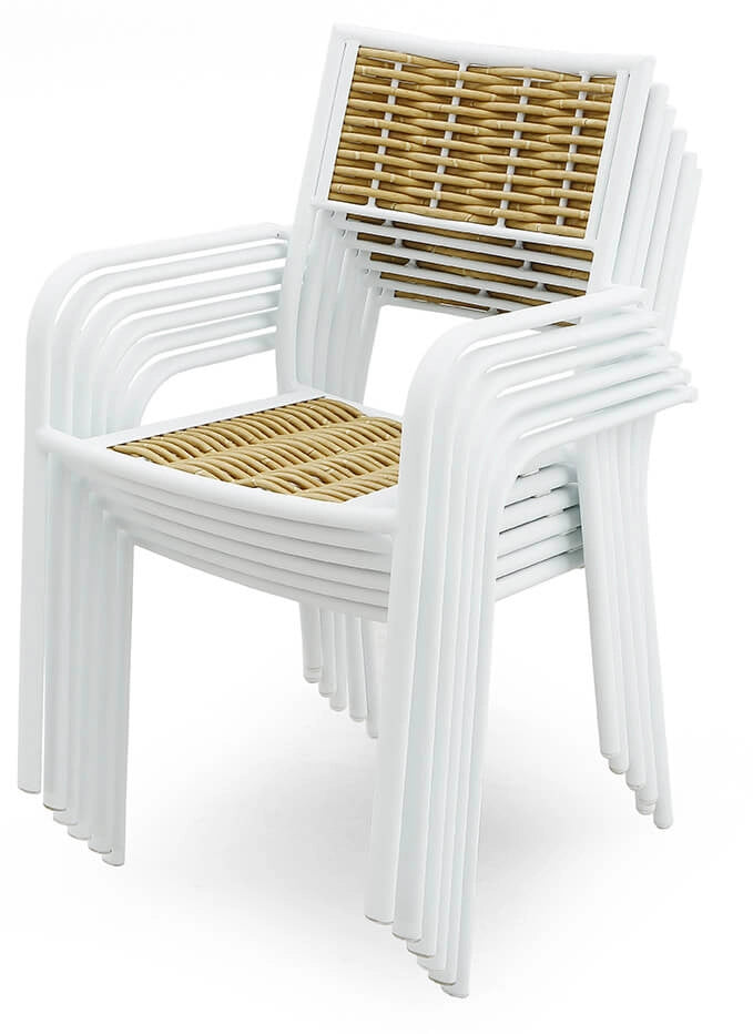 Set 2 Sedie da Giardino in Alluminio con Braccioli Kraus Leonardo Bianche