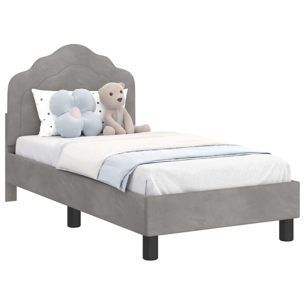 Struttura letto per bambini con testata Grigio Chiaro Velluto