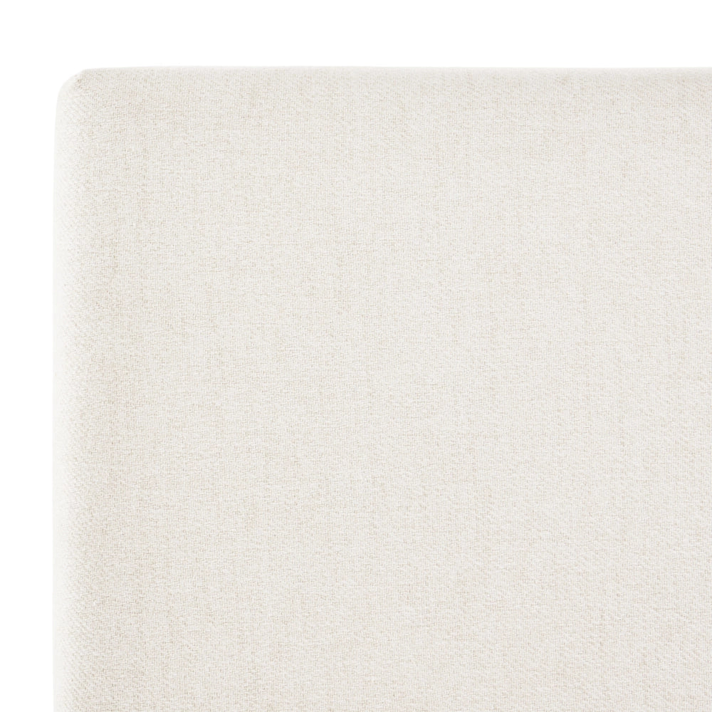 Letto rivestito in tessuto bianco sporco, 160 x 200 cm, testiera trapuntata con vano portaoggetti