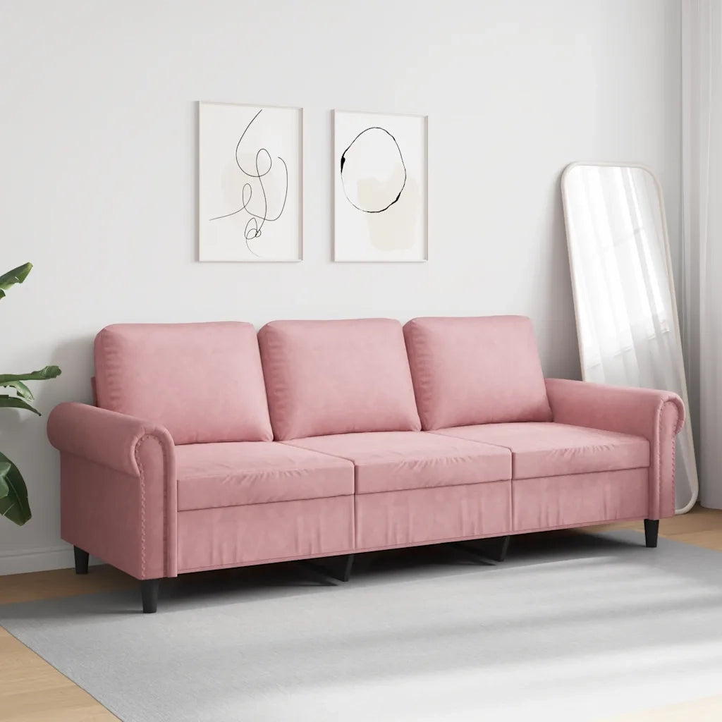 Divano a 3 Posti rosa 180 cm in Vellutocod mxl 134746