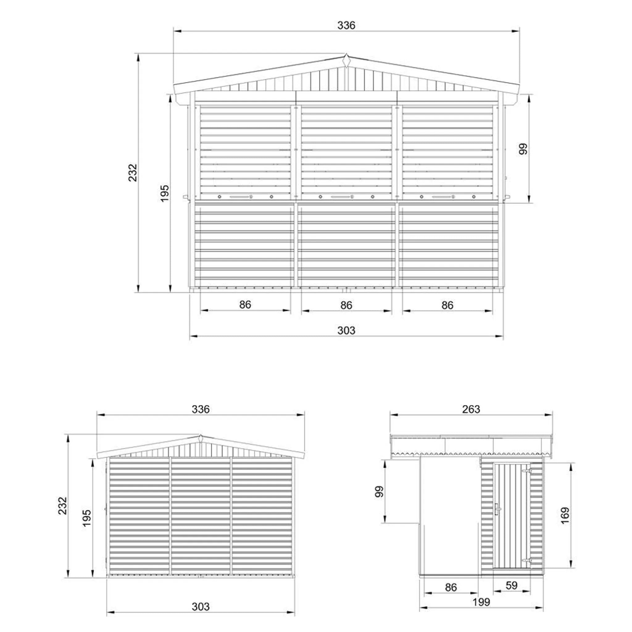 Chiosco in legno da giardino - 263 x 336 cm / 6 m²  - TIMBELA M150BZ