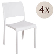 Set di 4 sedie da esterno Cereseto, Seduta da giardino, Per indoor o outdoor, Impilabile, Made in Italy, 47x53 h82 cm, Bianco