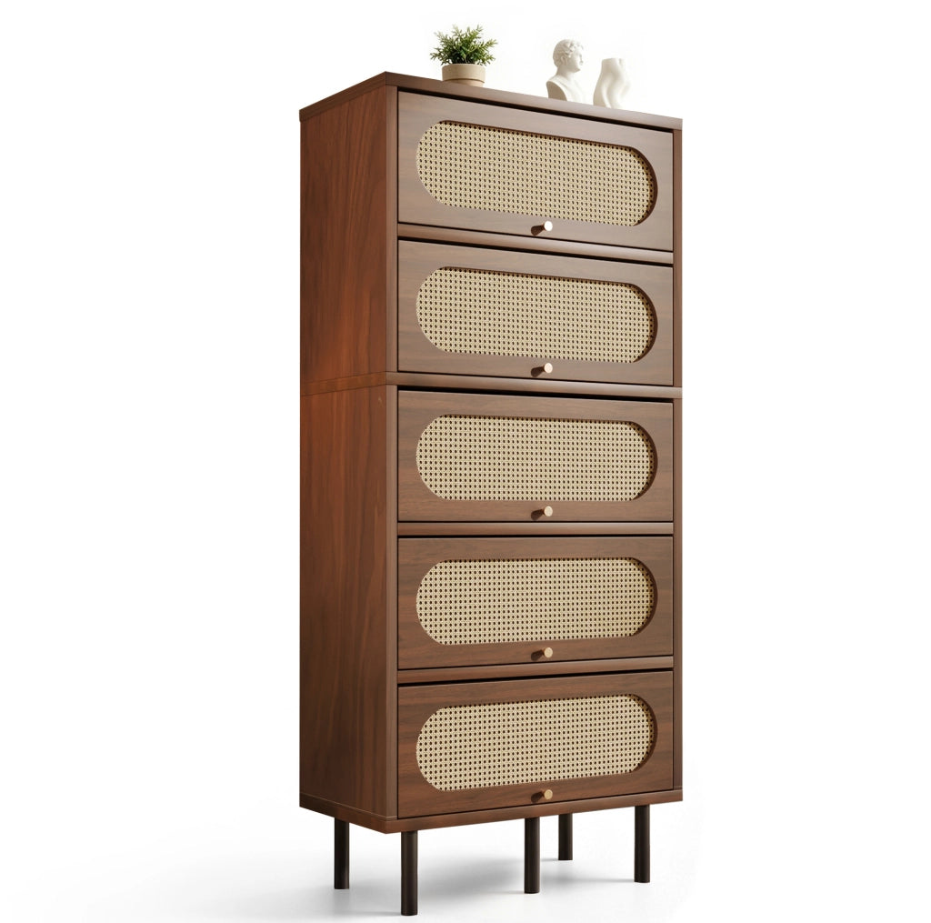 Mobile contenitore 80x40x163 cm noce in MDF con 5 ante a ribalta