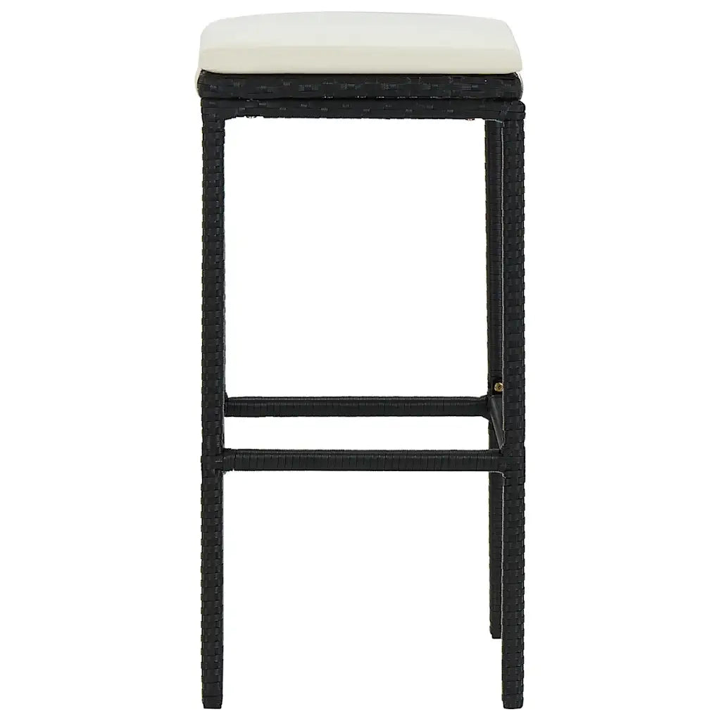 Sgabelli da Bar con Cuscini 4 pz Neri in Polyrattan cod mxl 63336